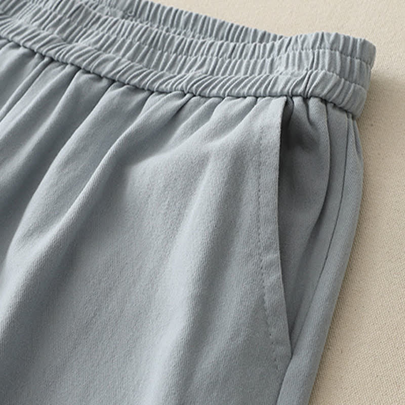 Nimara Ritual Spring Casual Solid Cotton Ruffle Hem Women's Wide Leg Pants With Pockets