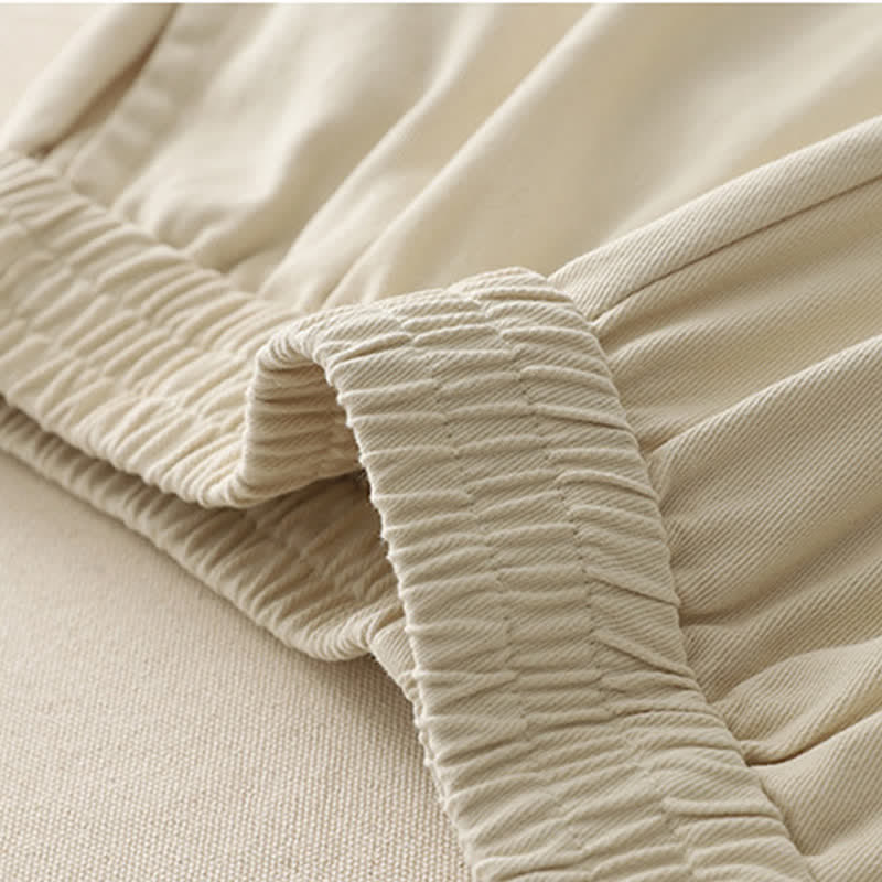 Nimara Ritual Spring Casual Solid Cotton Ruffle Hem Women's Wide Leg Pants With Pockets