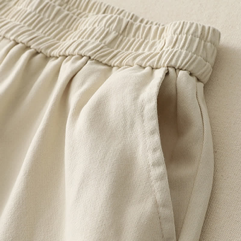Nimara Ritual Spring Casual Solid Cotton Ruffle Hem Women's Wide Leg Pants With Pockets