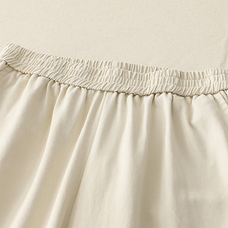 Nimara Ritual Spring Casual Solid Cotton Ruffle Hem Women's Wide Leg Pants With Pockets