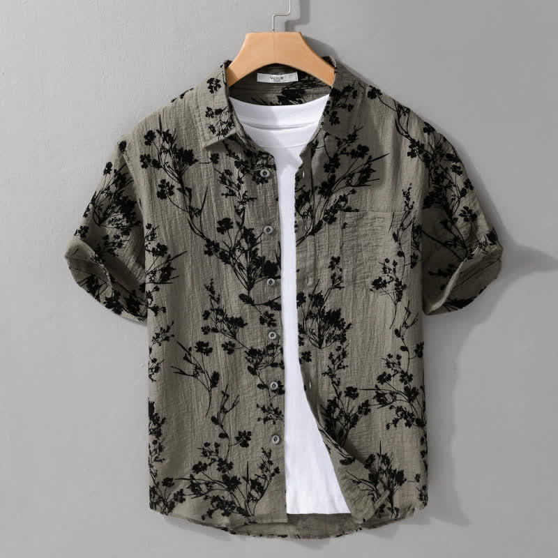 Nimara Ritual Summer Casual Button-Up Floral Men's Short Sleeve Shirt With Decorative Pocket