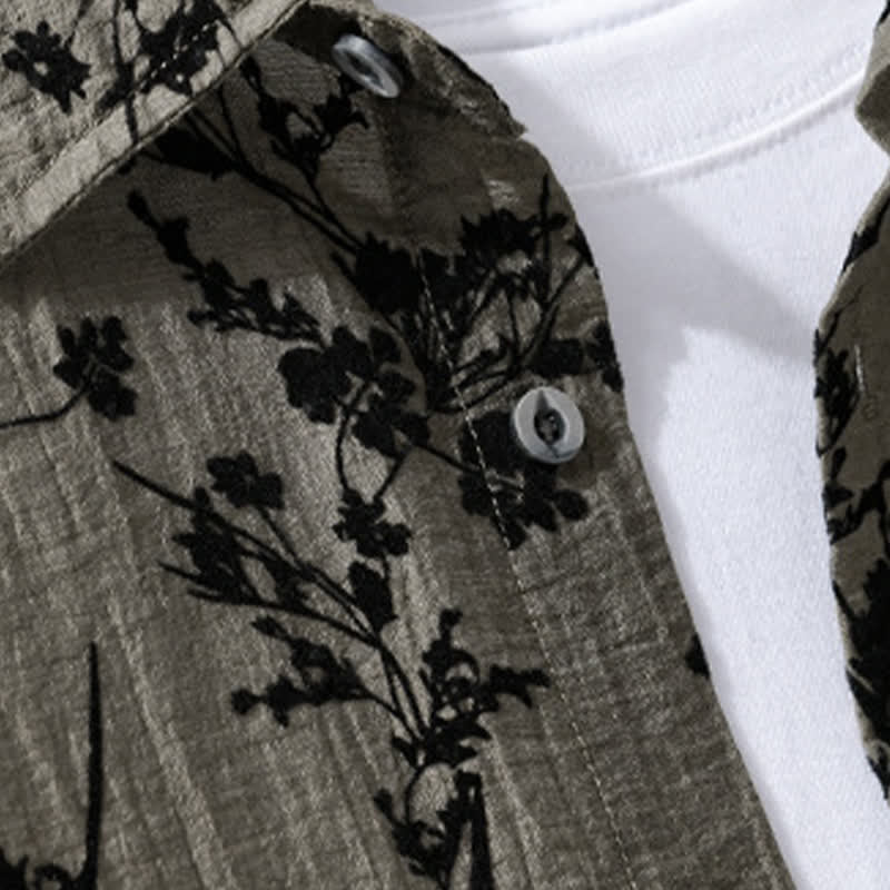 Nimara Ritual Summer Casual Button-Up Floral Men's Short Sleeve Shirt With Decorative Pocket