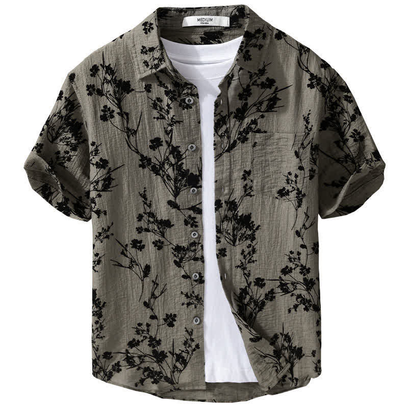 Nimara Ritual Summer Casual Button-Up Floral Men's Short Sleeve Shirt With Decorative Pocket