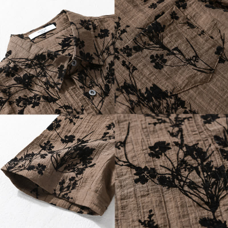 Nimara Ritual Summer Casual Button-Up Floral Men's Short Sleeve Shirt With Decorative Pocket