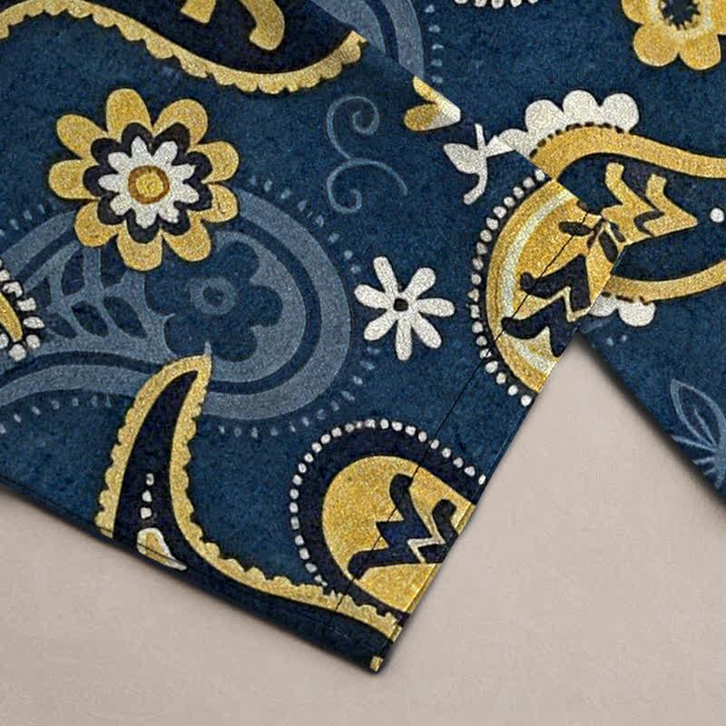 Nimara Ritual Cotton Paisley Floral Pattern Men's Tapered Pants With Pockets