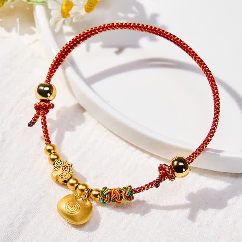 Nimara Ritual Plaited Money Tree Fu Character Red String Luck Adjustable Cats Dogs Pet Collar