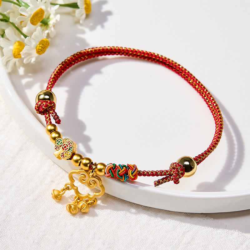 Nimara Ritual Plaited Money Tree Fu Character Red String Luck Adjustable Cats Dogs Pet Collar
