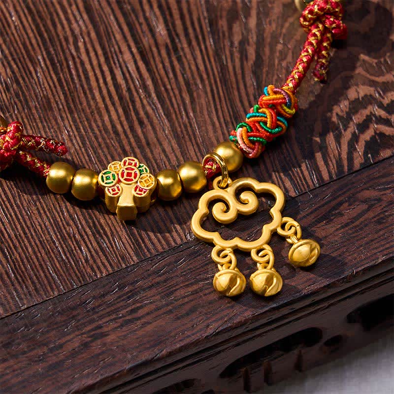 Nimara Ritual Plaited Money Tree Fu Character Red String Luck Adjustable Cats Dogs Pet Collar