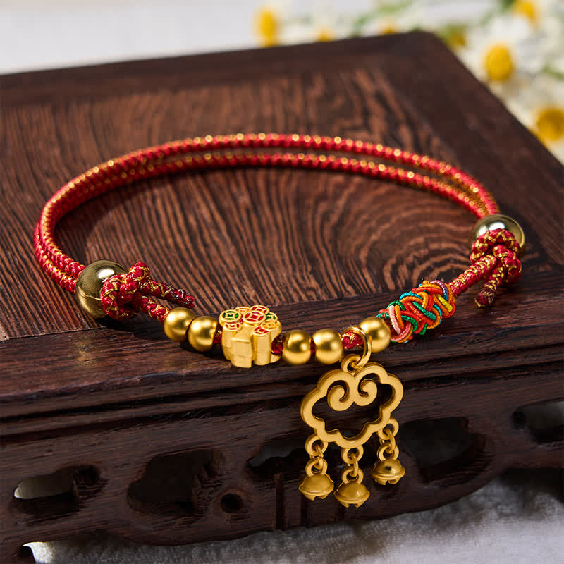 Nimara Ritual Plaited Money Tree Fu Character Red String Luck Adjustable Cats Dogs Pet Collar