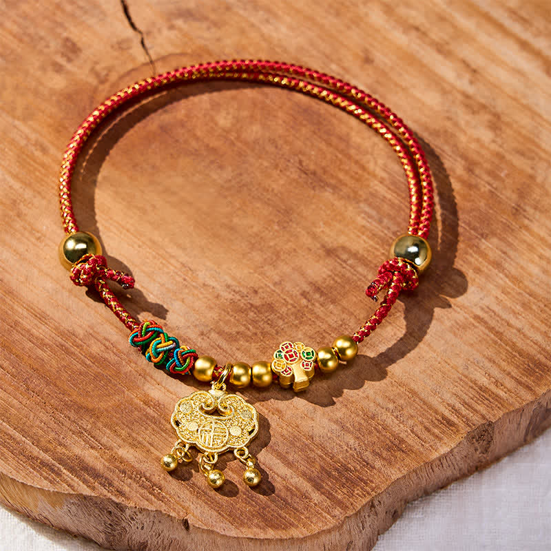 Nimara Ritual Plaited Money Tree Fu Character Red String Luck Adjustable Cats Dogs Pet Collar