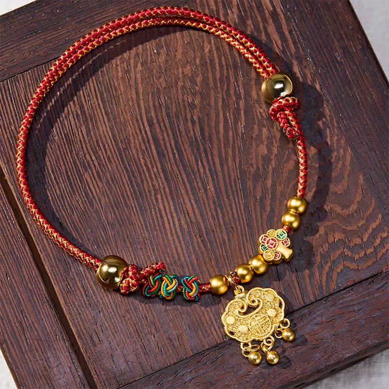 Nimara Ritual Plaited Money Tree Fu Character Red String Luck Adjustable Cats Dogs Pet Collar