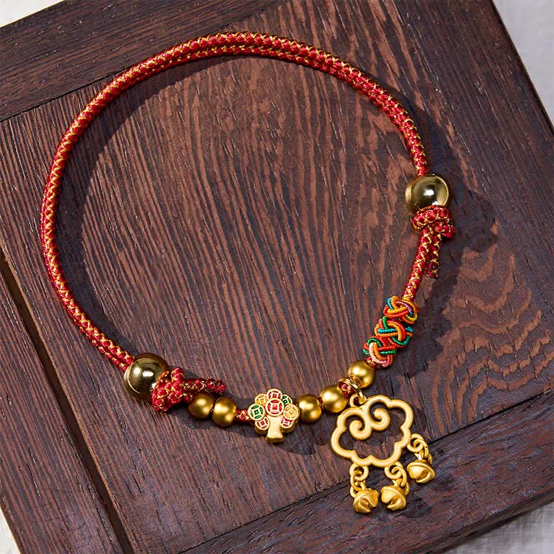 Nimara Ritual Plaited Money Tree Fu Character Red String Luck Adjustable Cats Dogs Pet Collar
