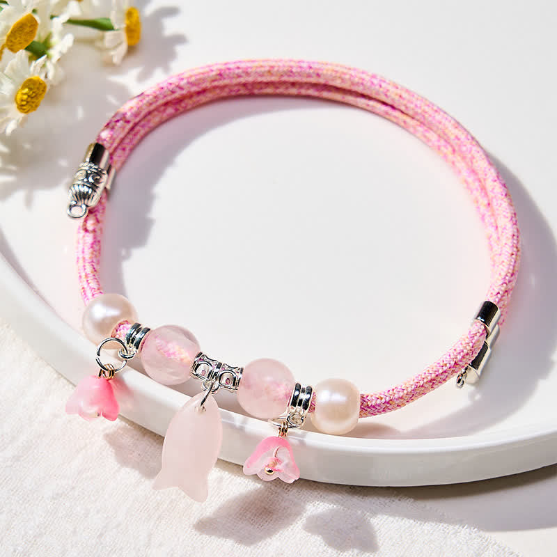 Nimara Ritual Plaited String Rose Quartz Fish Relationships Adjustable Cats Dogs Pet Collar