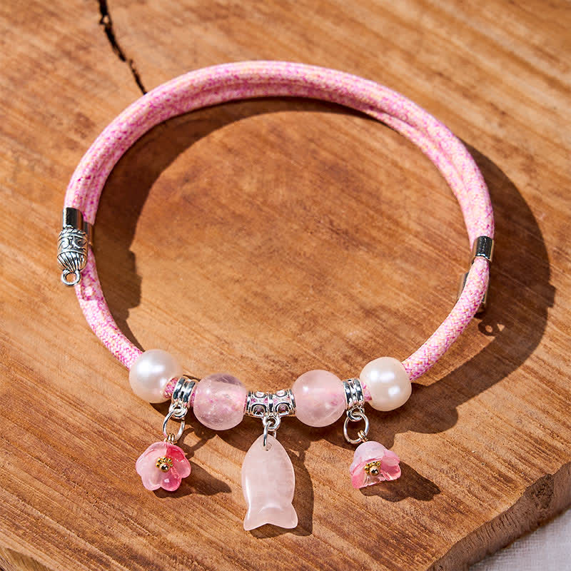 Nimara Ritual Plaited String Rose Quartz Fish Relationships Adjustable Cats Dogs Pet Collar