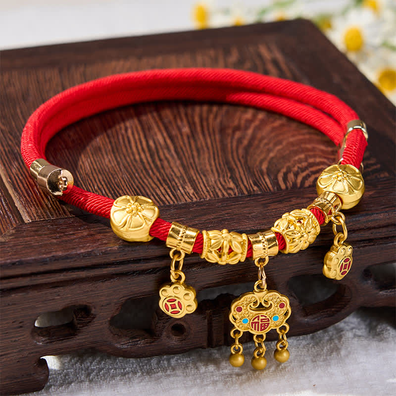 Nimara Ritual Red String Fu Character Peace Buckle Strength Adjustable Cats Dogs Pet Collar