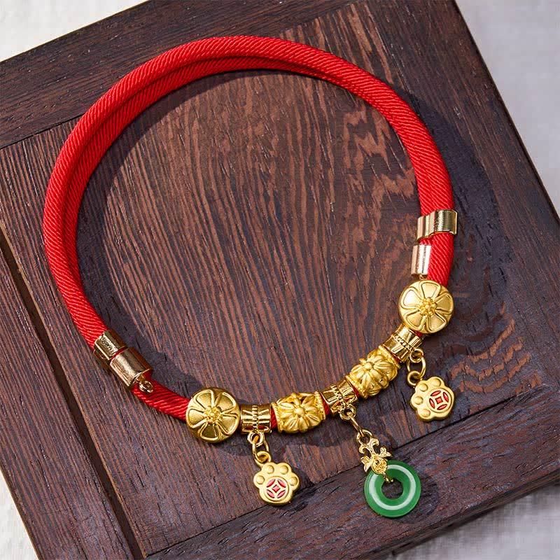 Nimara Ritual Red String Fu Character Peace Buckle Strength Adjustable Cats Dogs Pet Collar
