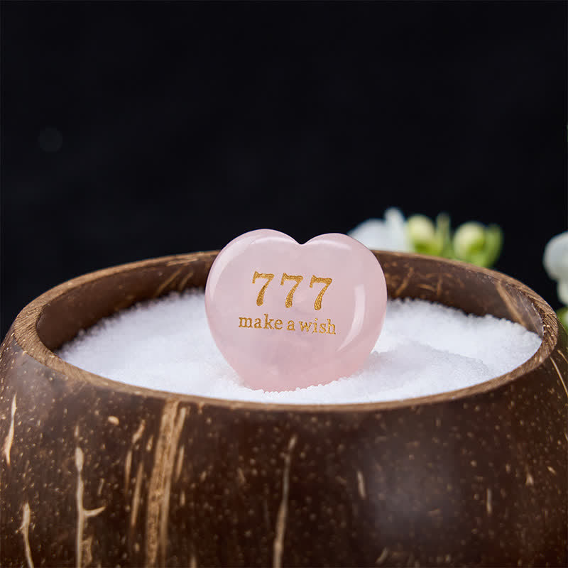 Nimara Ritual "Step Into Luck and Wisdom" 777 Angel Number Heart-Shaped Enlightenment Crystal Palm Stone Decor Includes Gift Message Card