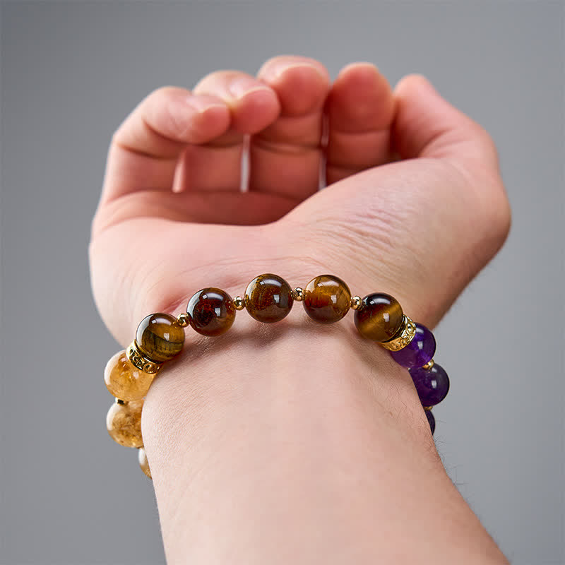 Nimara Ritual Tiger Eye Amethyst Citrine Bead Courage Bracelet
