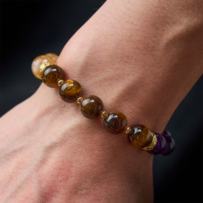 Nimara Ritual Tiger Eye Amethyst Citrine Bead Courage Bracelet