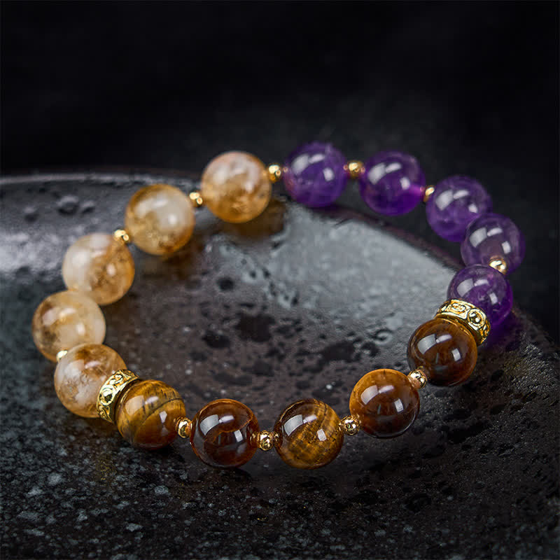 Nimara Ritual Tiger Eye Amethyst Citrine Bead Courage Bracelet