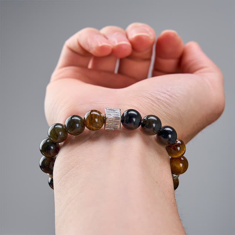 Nimara Ritual Tiger Eye Gold Sheen Obsidian Inclusion Quartz Bead Protection Bracelet