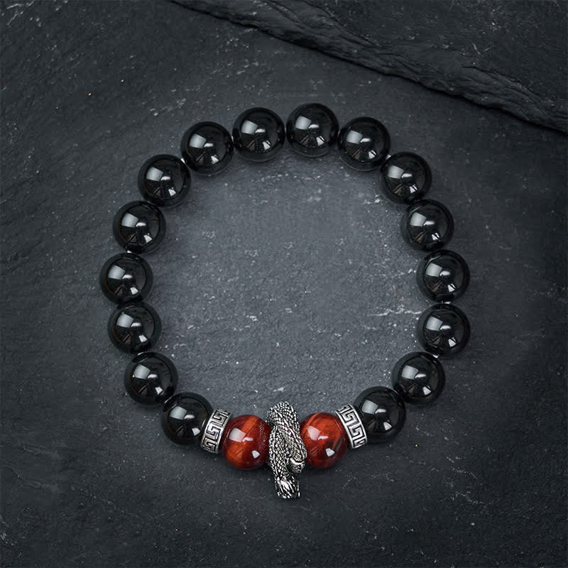 Nimara Ritual Natural Silver Sheen Obsidian Red Tiger Eye Bead Success Bracelet