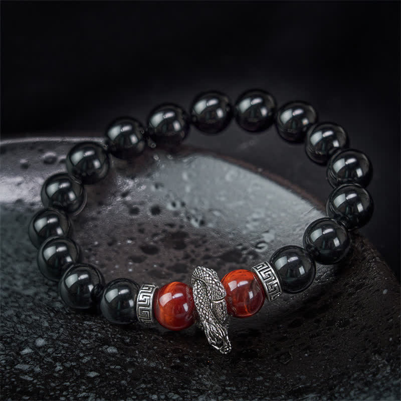 Nimara Ritual Natural Silver Sheen Obsidian Red Tiger Eye Bead Success Bracelet