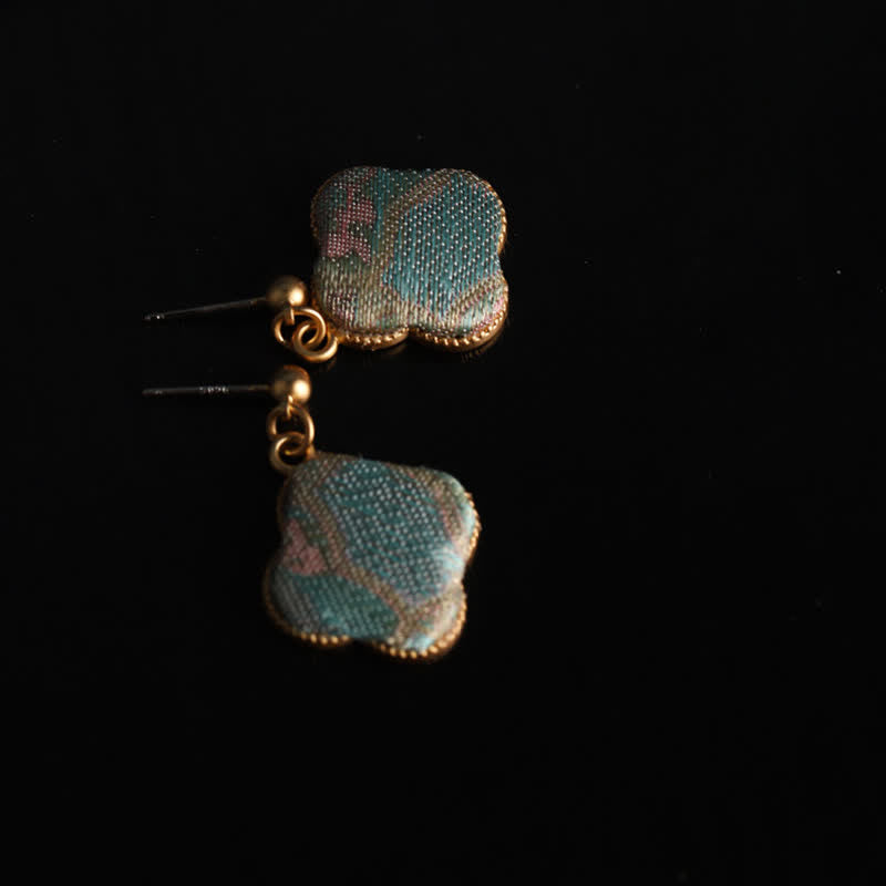 Nimara Ritual Song Brocade Handcrafted Silk Art Floral Harmony Drop Earrings