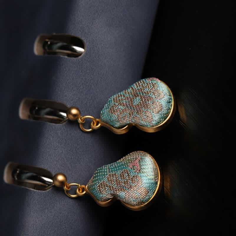 Nimara Ritual Song Brocade Gourd Shaped Floral Blessing Handcrafted Drop Earrings