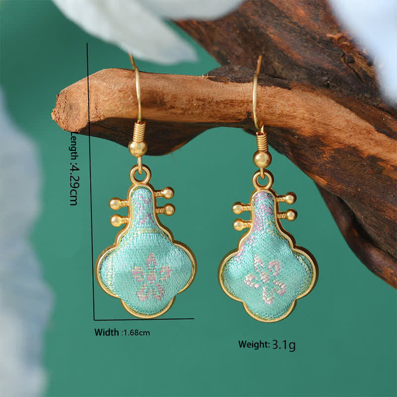 Nimara Ritual Song Brocade Colorful Tone Floral Prosperity Drop Earrings