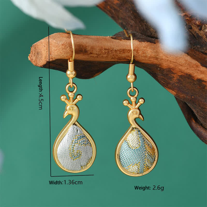 Nimara Ritual Song Brocade Colorful Tone Floral Prosperity Drop Earrings