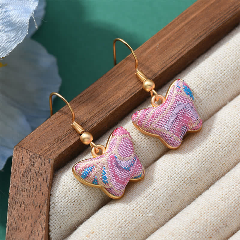Nimara Ritual Song Brocade Colorful Tone Floral Prosperity Drop Earrings