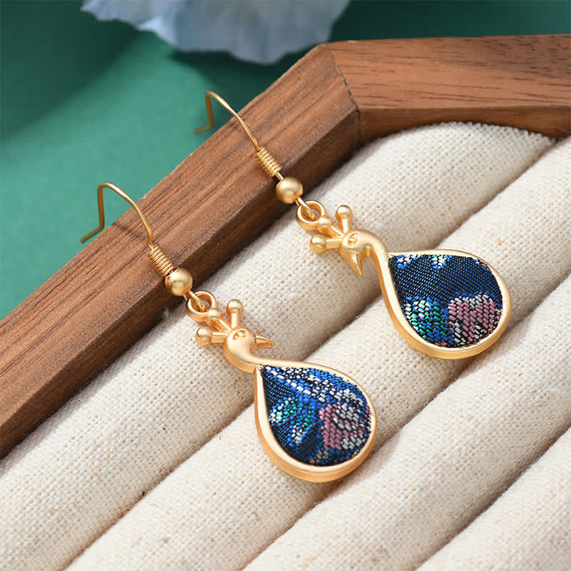 Nimara Ritual Song Brocade Colorful Tone Floral Prosperity Drop Earrings