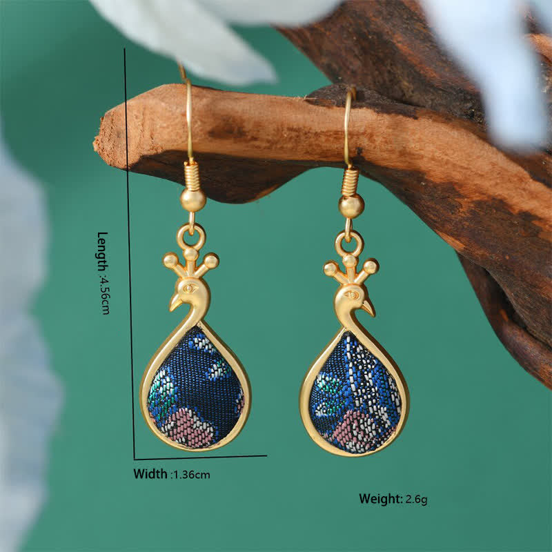 Nimara Ritual Song Brocade Colorful Tone Floral Prosperity Drop Earrings