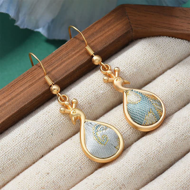 Nimara Ritual Song Brocade Colorful Tone Floral Prosperity Drop Earrings
