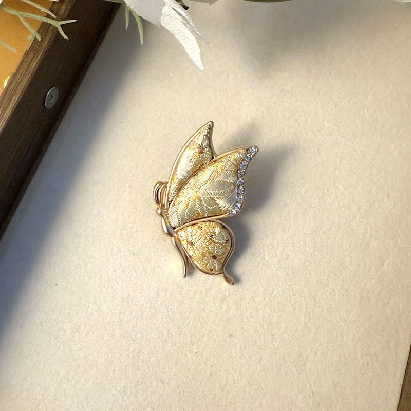 Nimara Ritual Handcrafted Butterfly with Rhinestone Transformation Tone Alloy Brooch