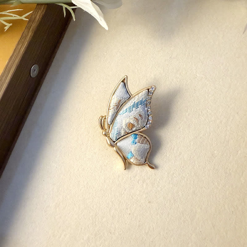 Nimara Ritual Handcrafted Butterfly with Rhinestone Transformation Tone Alloy Brooch