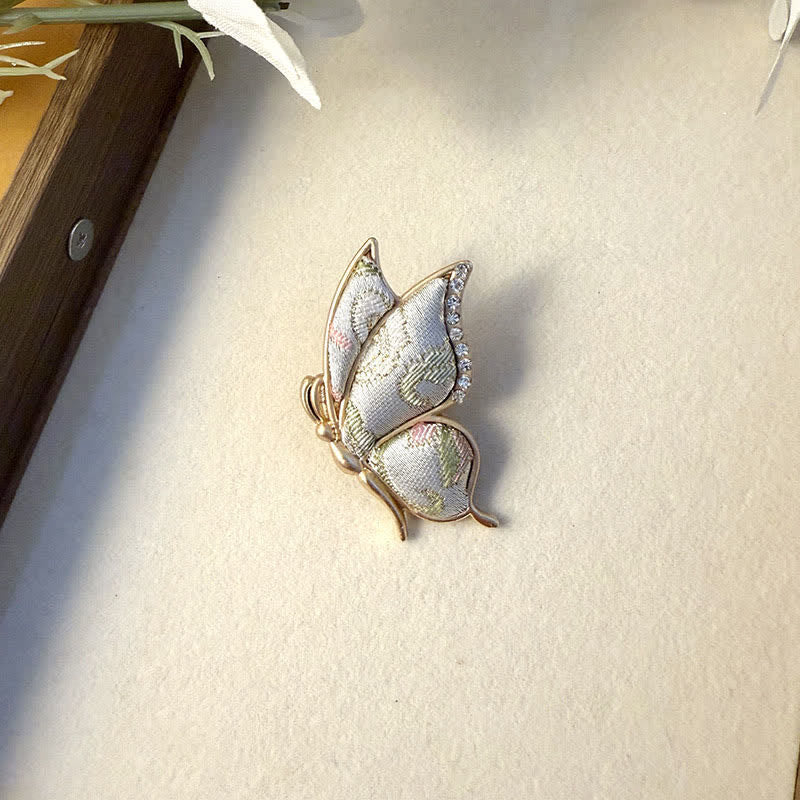 Nimara Ritual Handcrafted Butterfly with Rhinestone Transformation Tone Alloy Brooch
