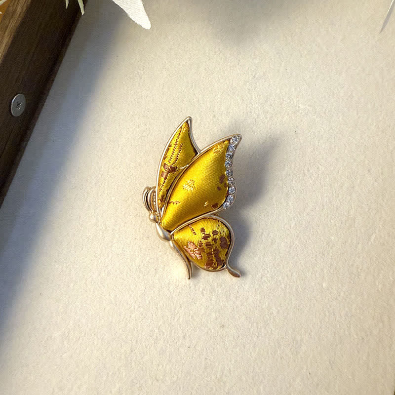 Nimara Ritual Handcrafted Butterfly with Rhinestone Transformation Tone Alloy Brooch