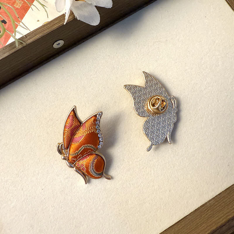 Nimara Ritual Handcrafted Butterfly with Rhinestone Transformation Tone Alloy Brooch
