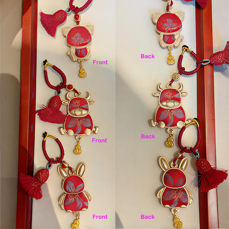 Nimara Ritual Song Brocade Handmade Chinese Zodiac Tassel Lucky Keychain