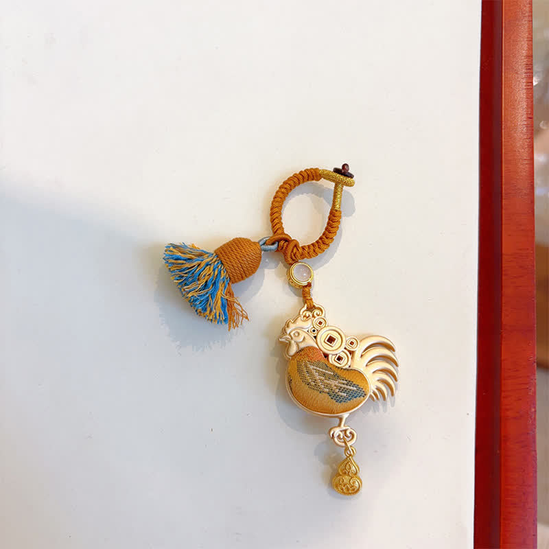 Nimara Ritual Song Brocade Handmade Chinese Zodiac Tassel Lucky Keychain