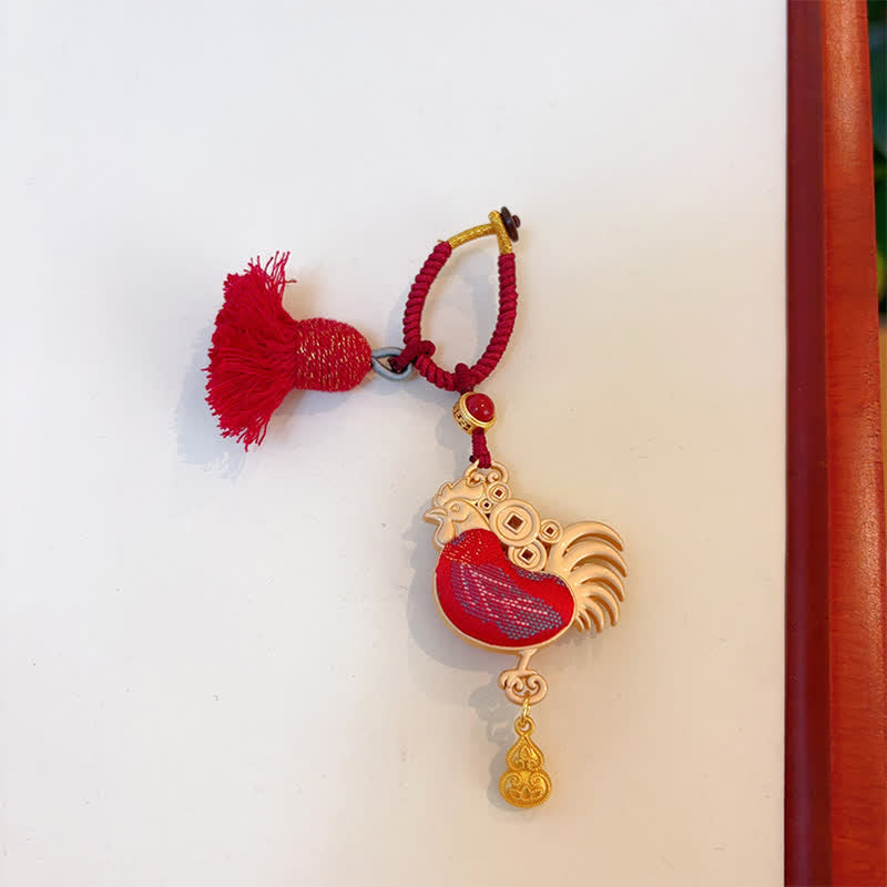 Nimara Ritual Song Brocade Handmade Chinese Zodiac Tassel Lucky Keychain