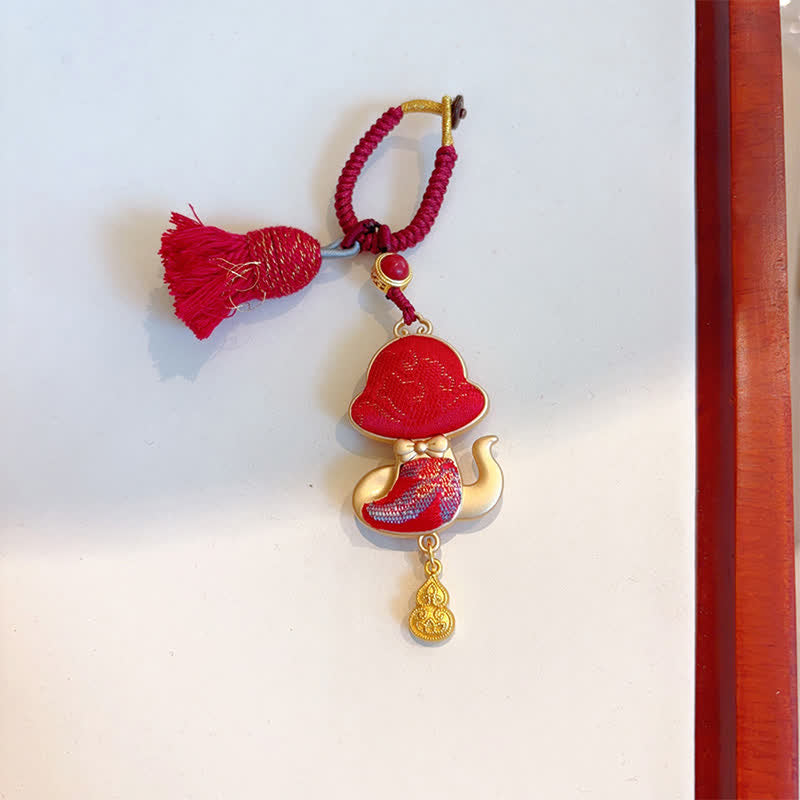 Nimara Ritual Song Brocade Handmade Chinese Zodiac Tassel Lucky Keychain