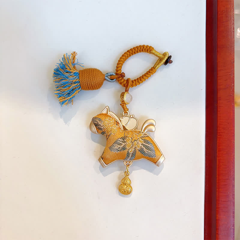 Nimara Ritual Song Brocade Handmade Chinese Zodiac Tassel Lucky Keychain
