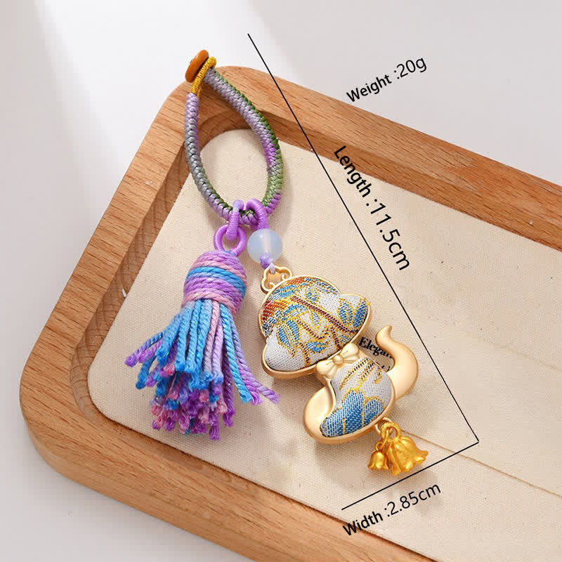 Nimara Ritual Song Brocade Handmade Chinese Zodiac Luck Tassel Keychain