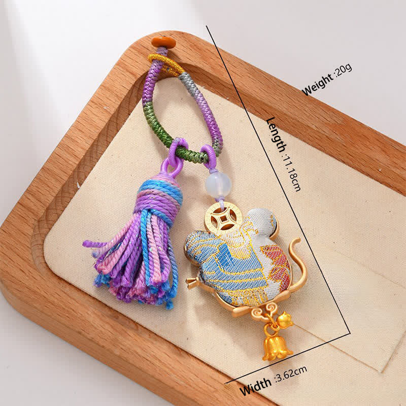 Nimara Ritual Song Brocade Handmade Chinese Zodiac Luck Tassel Keychain