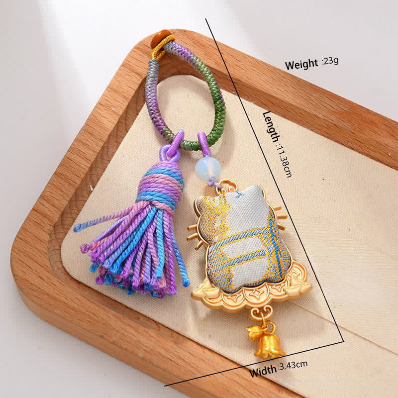 Nimara Ritual Song Brocade Handmade Chinese Zodiac Luck Tassel Keychain