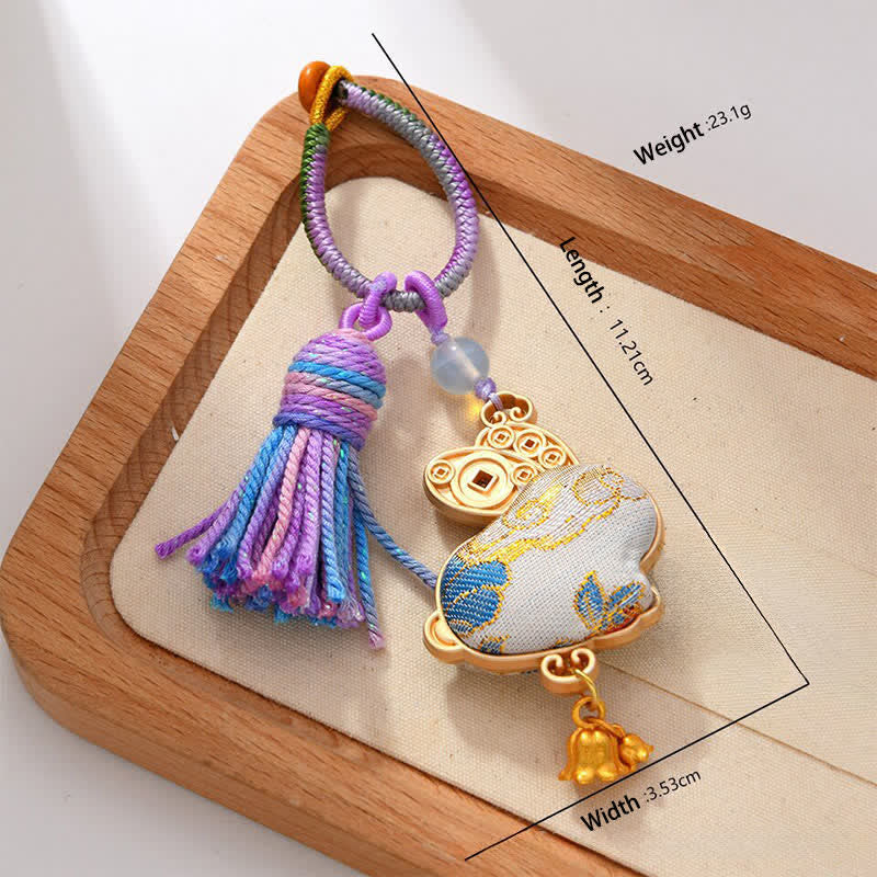 Nimara Ritual Song Brocade Handmade Chinese Zodiac Luck Tassel Keychain