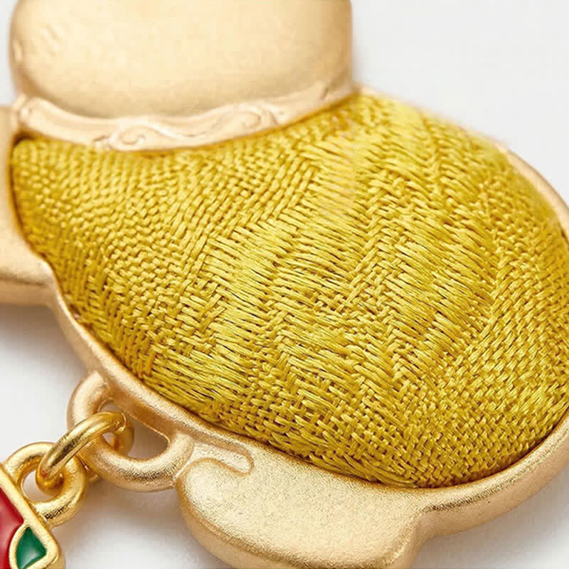 Nimara Ritual Song Brocade Lucky Beckoning Cat Tassel Gift Box Keychain